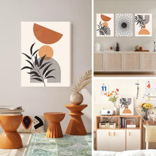 Boho Abstract Wandbilder Schwarz Rotbraun Orange - Nordic