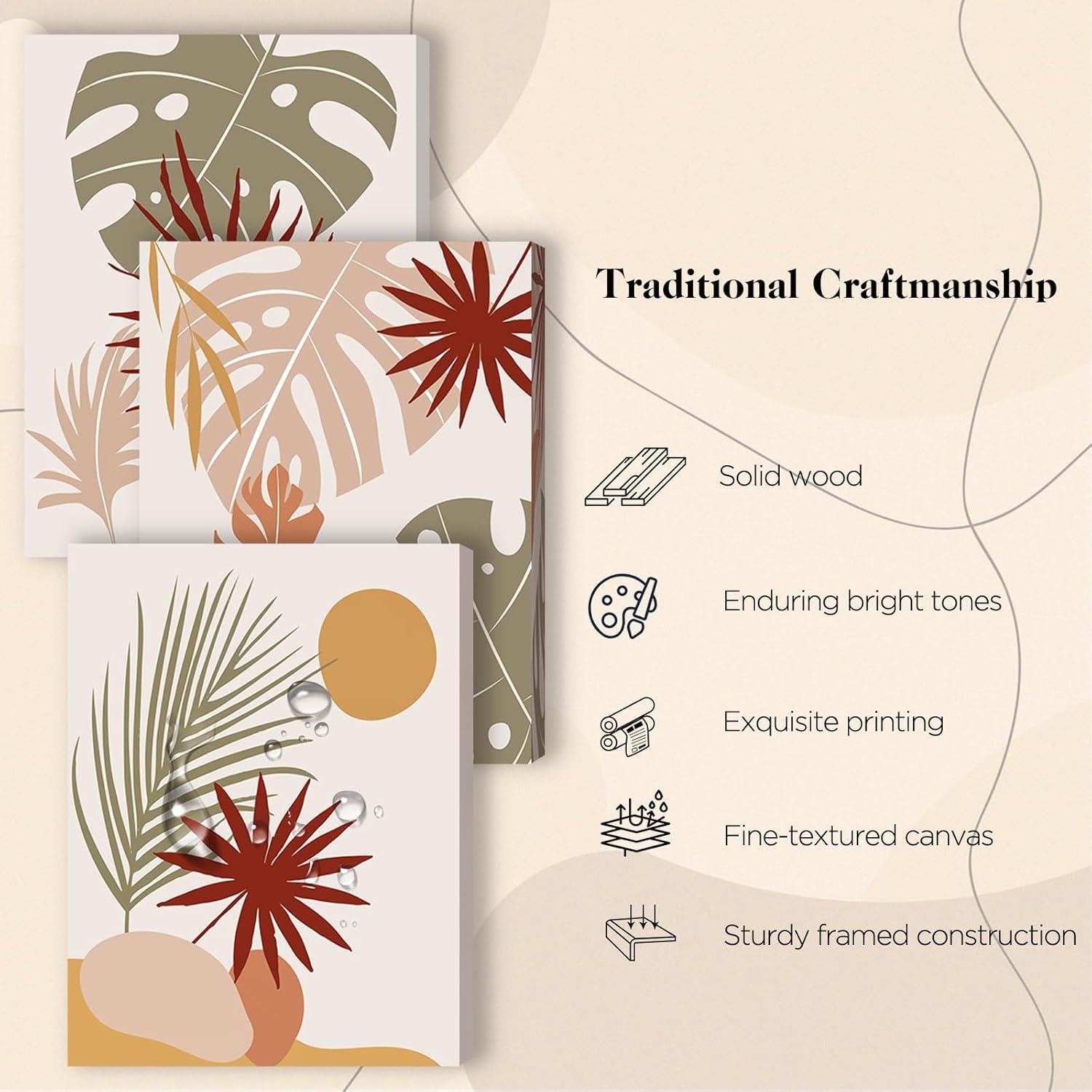 Botanische Wandbilder Salbeigrün Rotbraun Orange Modern Wohnzimmer Büro