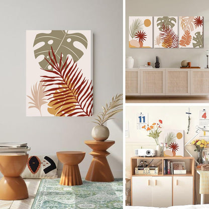 Boho Botanische Wandbilder Salbeigrün Orange Abstract