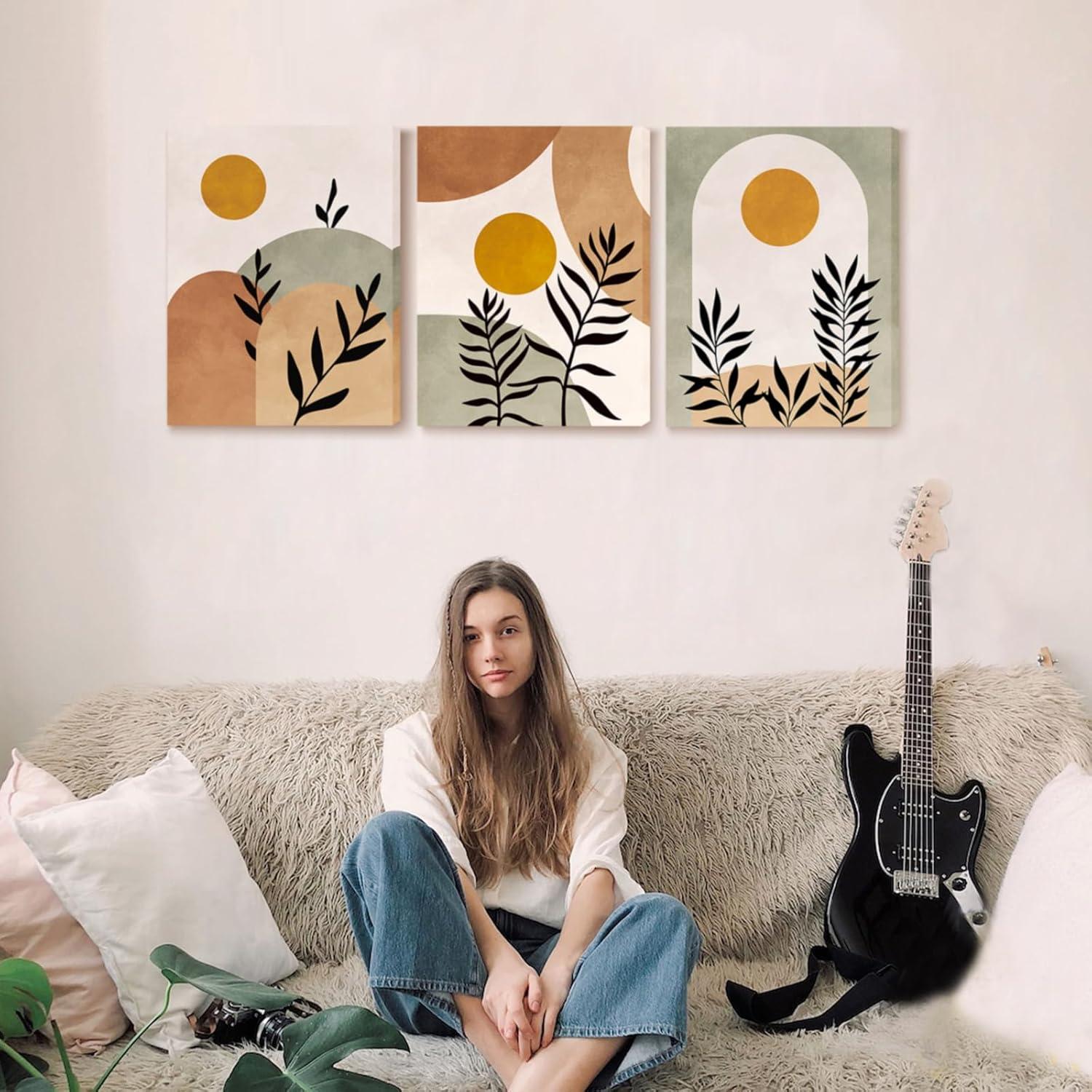 Moderne Salbeigrüne Wandbilder 58x40cm Boho Stil