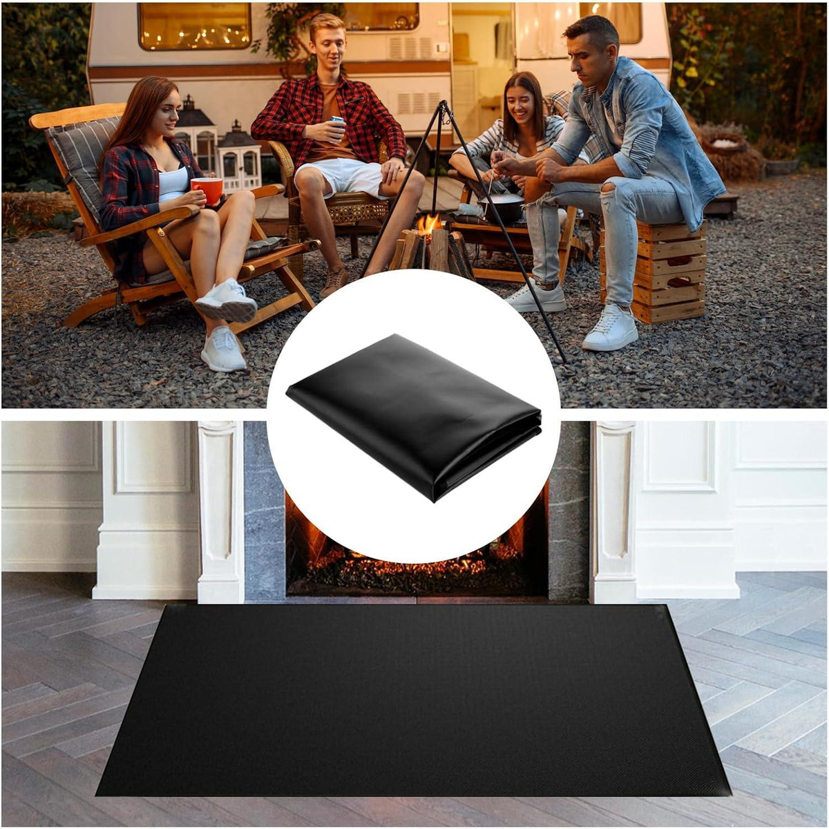 Feuerfeste Grillmatte Unterlage 120x76cm Bodenschutz Hitzeschutzmatte
