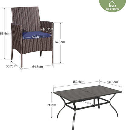 Rattan Gartenmöbel Set Terrassenmöbel Außen mit Schirmloch 4-5cm
