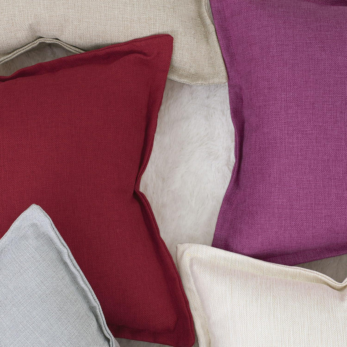 2x Kissenbezug Imitationsleinen 45x45 cm Rot
