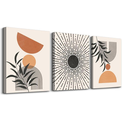 Botanisches Wandbild Sonne & Bögen – Boho Minimalistisch