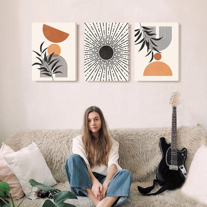 Botanisches Wandbild Sonne & Bögen – Boho Minimalistisch