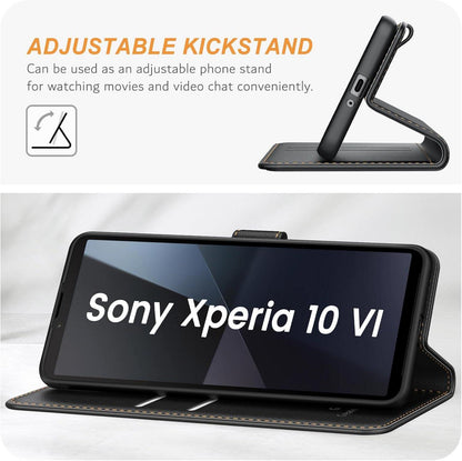 Sony Xperia 10 VI Hülle - Premium Leder Klapphülle mit Kartenschlitzen