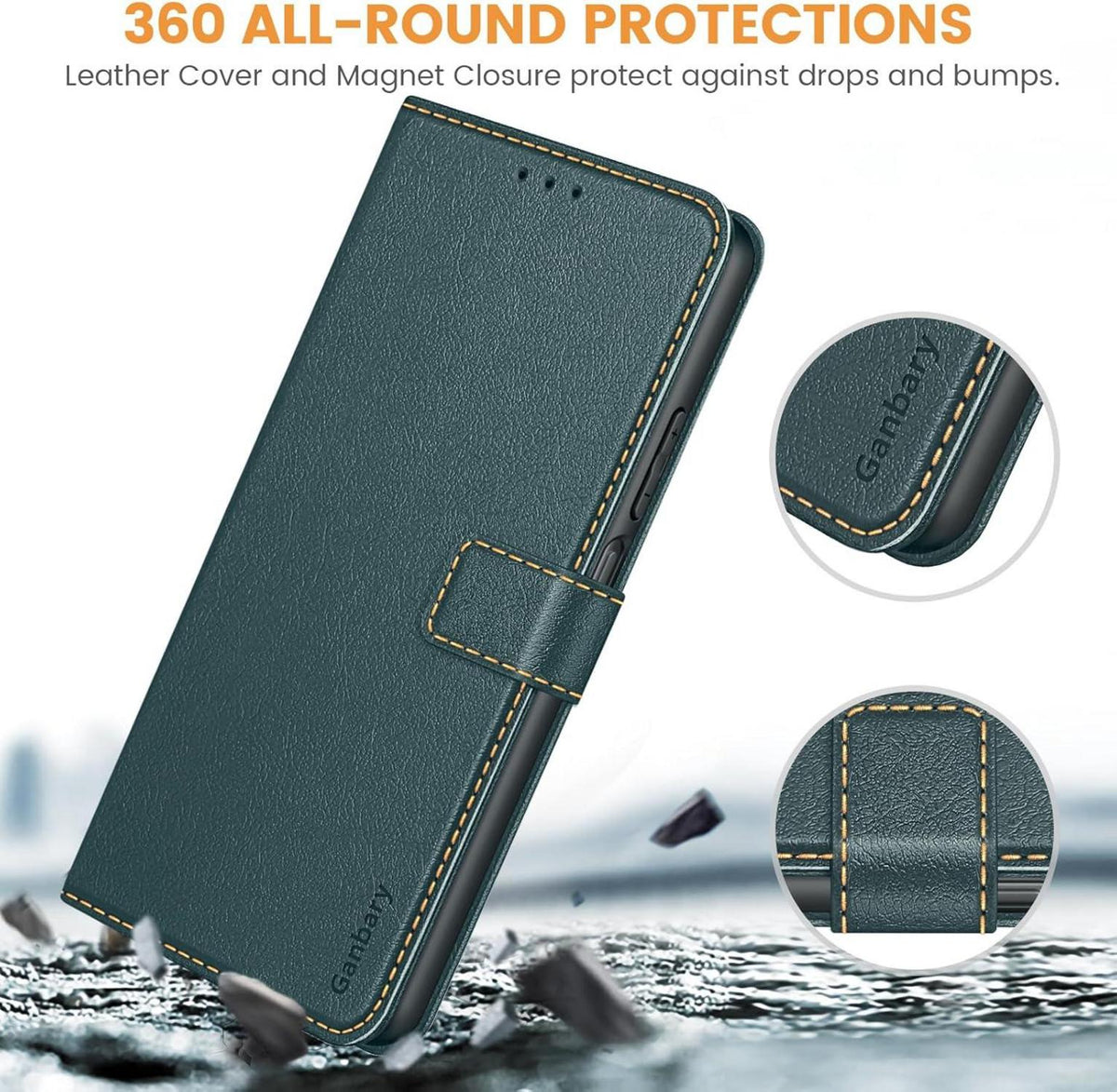 Handyhülle Samsung Galaxy A15 A15 5G Leder Flipcover Dunkelgrün