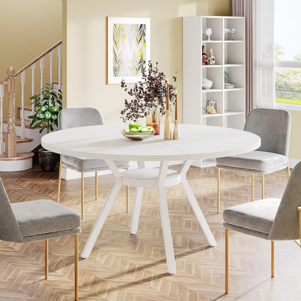 Runder Esstisch weiß 120cm – Küchentisch für 4 Personen