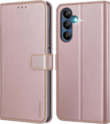 Samsung Galaxy A15 5G Schutzhülle Leder Flipcase Roségold