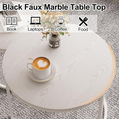 Runde Couchtische Set mit Metallrahmen 60 cm weißHomeController