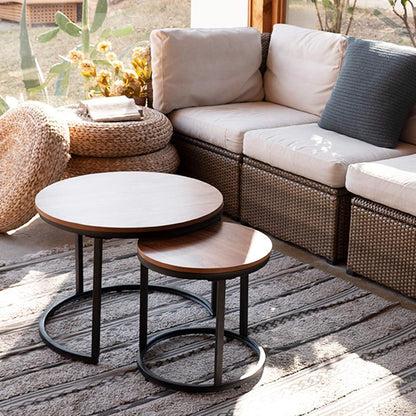 Runde Couchtische 2er-Set Beistelltische Metallrahmen 60 cm