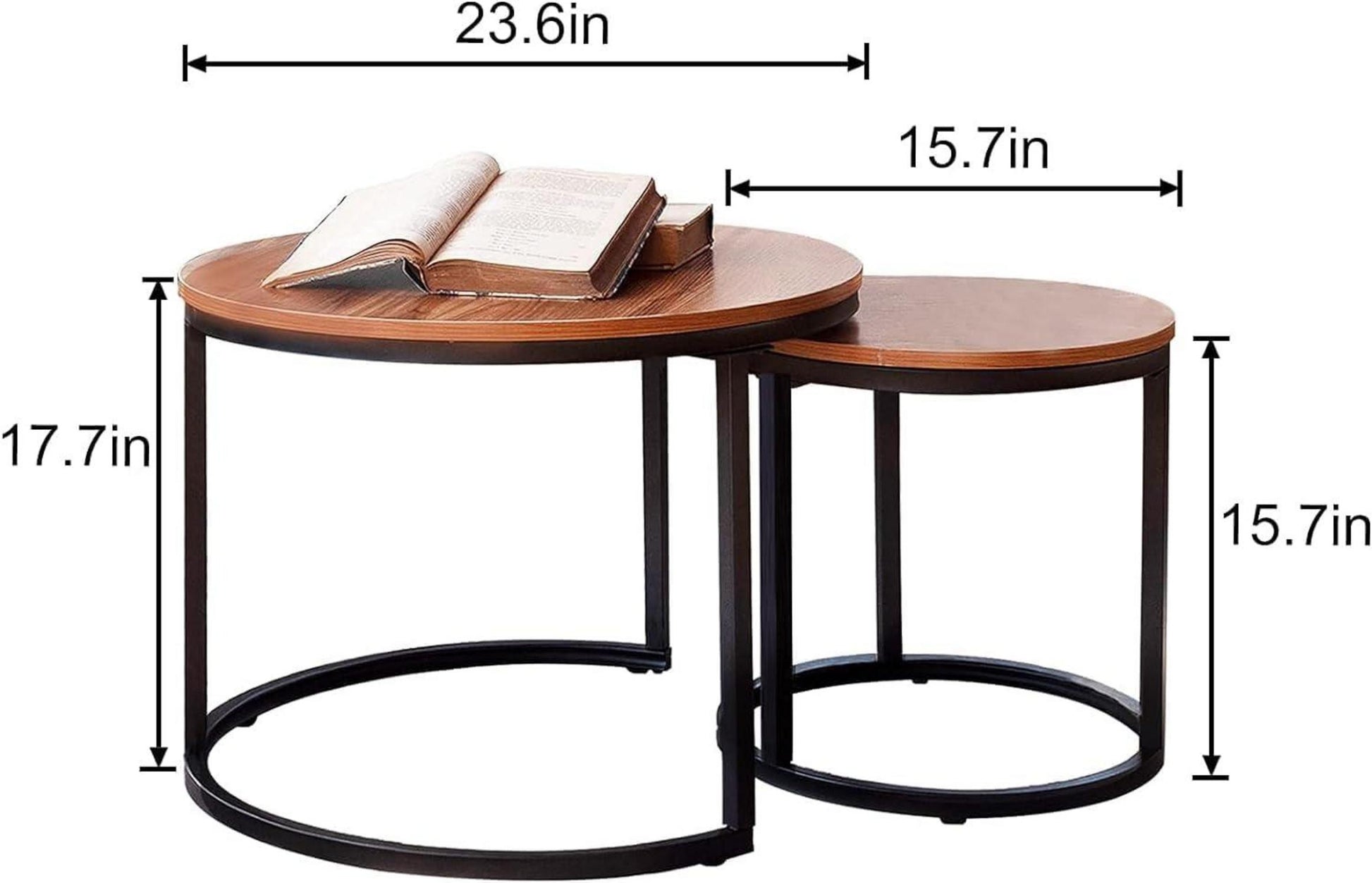 Runde Couchtische 2er-Set Beistelltisch Metallrahmen 60 cm