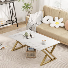 Moderner Couchtisch 100x40x45cm goldener Metallrahmen