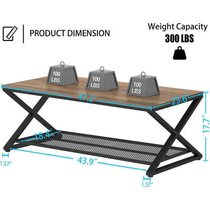 Couchtisch Holz mit Stauraum, rechteckig 120x60 cm, Eiche