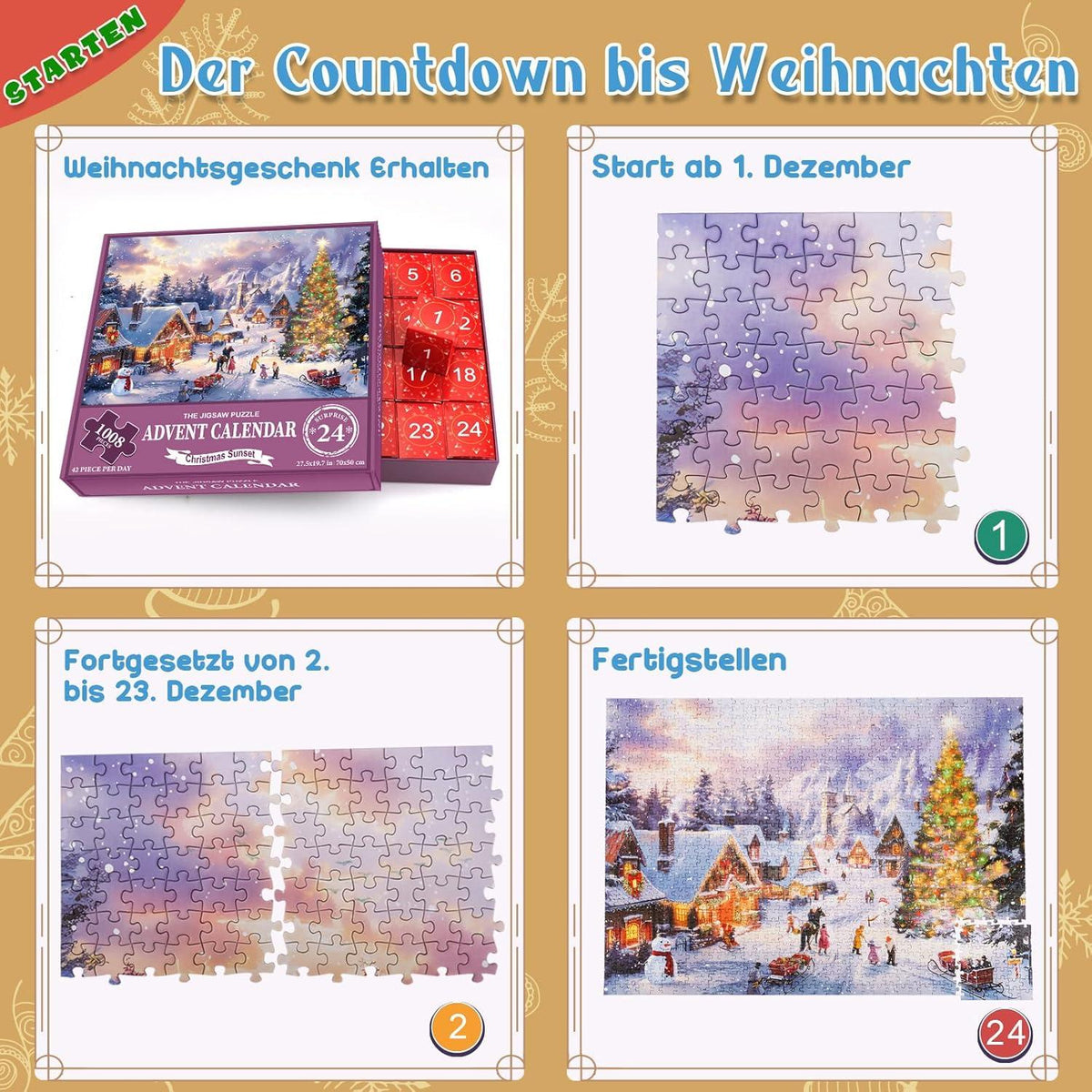 Adventskalender Puzzle 2024 Familienurlaub 1008 Teile 24