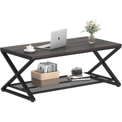 Couchtisch mit Stauraum, Dunkelgraueiche, 100x60x45 cm