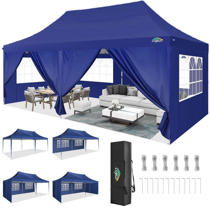 3x6m Faltpavillon wasserdicht mit 6 Seitenwänden