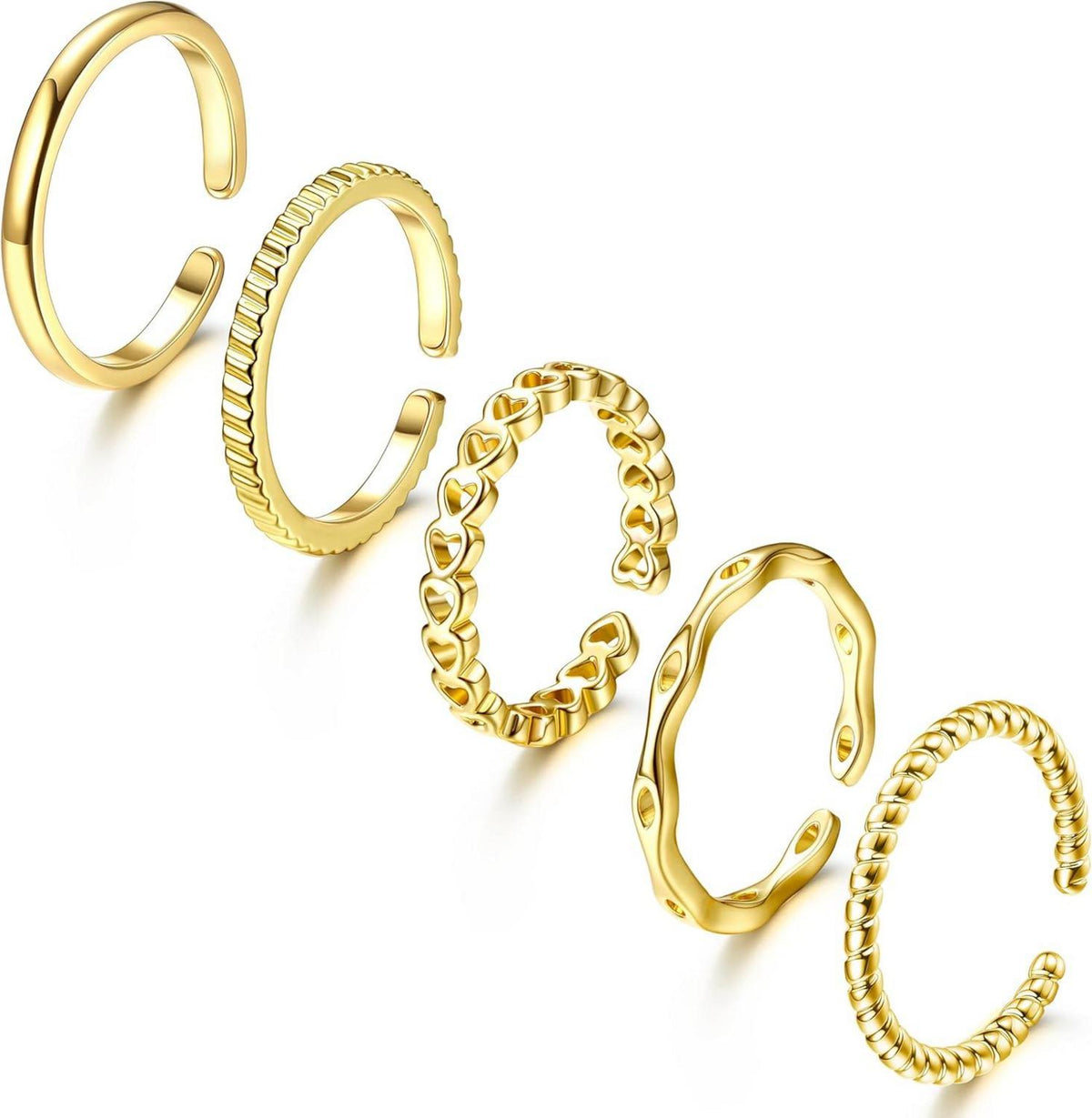 Adramata 5 Stück Goldene Verstellbare Daumenringe-Set