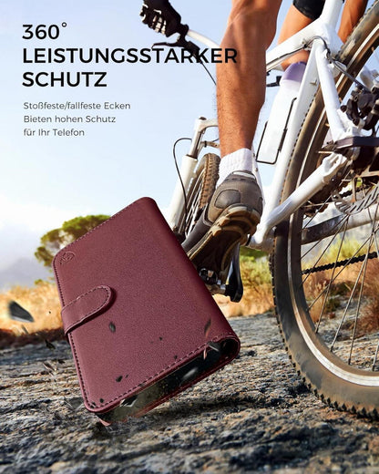 Handyhülle iPhone SE 2022/SE 2020 Leder RFID Weinrot