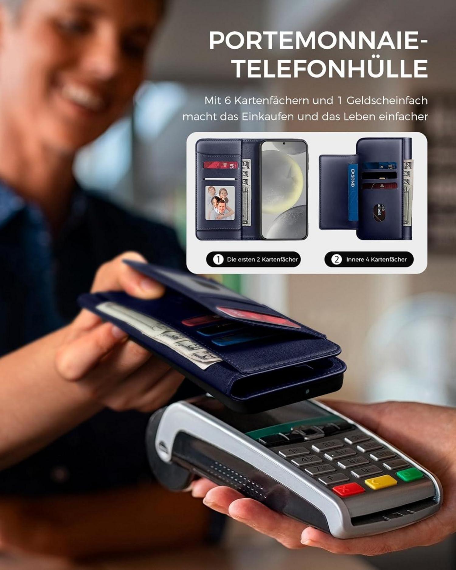 Handyhülle für Samsung Galaxy S24 Premium Leder Klapphülle Blau