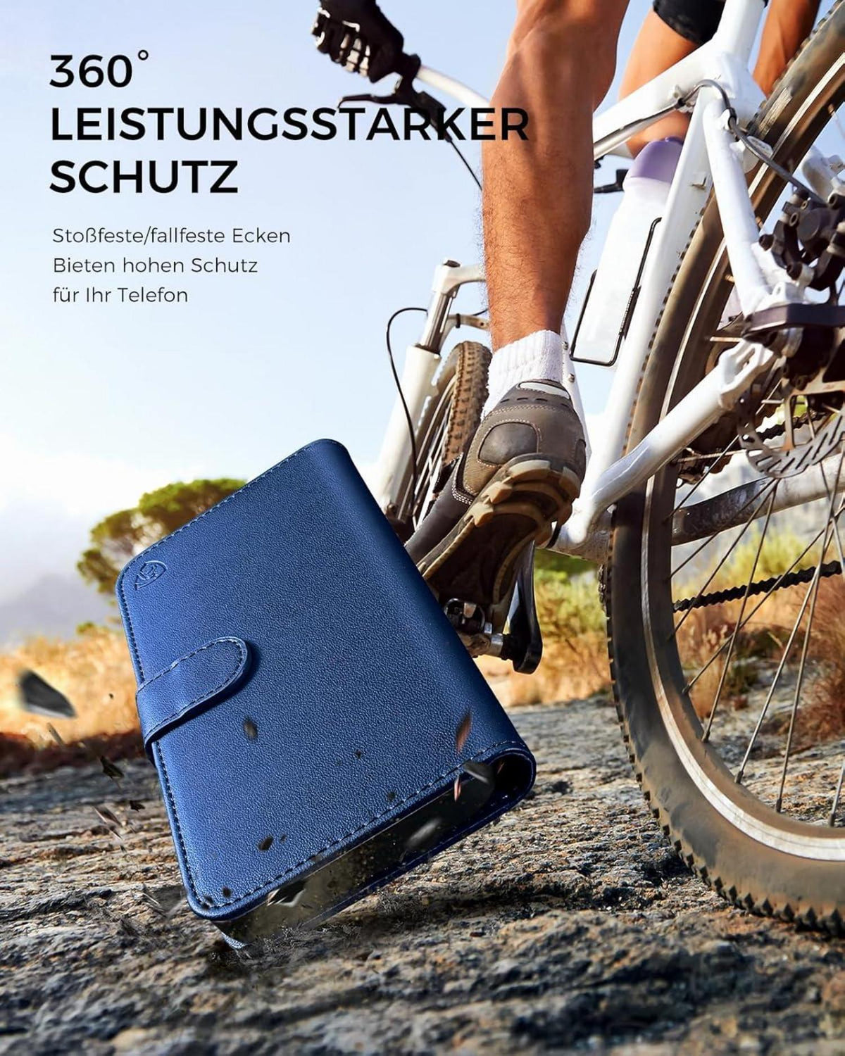 Handyhülle iPhone SE 2022/SE 2020 Leder Klapphülle Königsblau