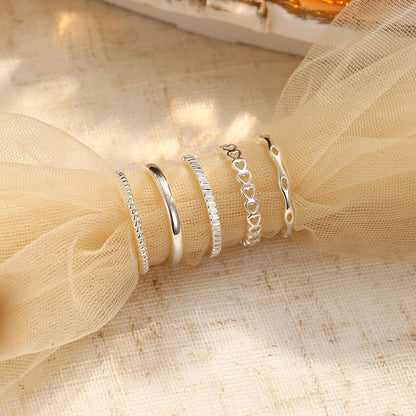 5er Set Damen Ringe Gold Verstellbar Minimalistisch Stapelbar
