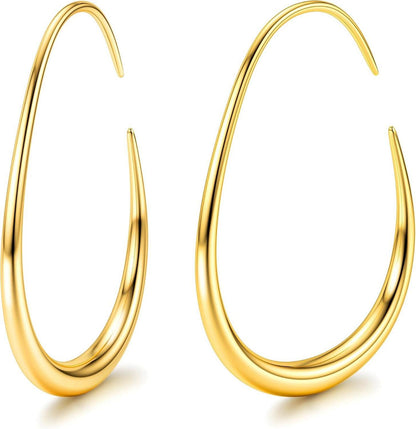 Edelstahl Creolen 18K Gold/Weißgold/Roségold Ovale Damen Ohrringe