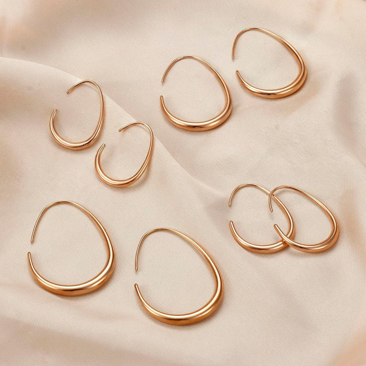 Adramata Damen Creolen Edelstahl Gold Ohrschmuck 25/30/35/40MM
