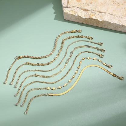 Damen Armband Set 7er Edelstahl Kettenarmbänder Vergoldet