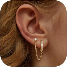 Adramata Ohrringe 925 Silber 14K Vergoldet Zirkonia Doppel Piercing