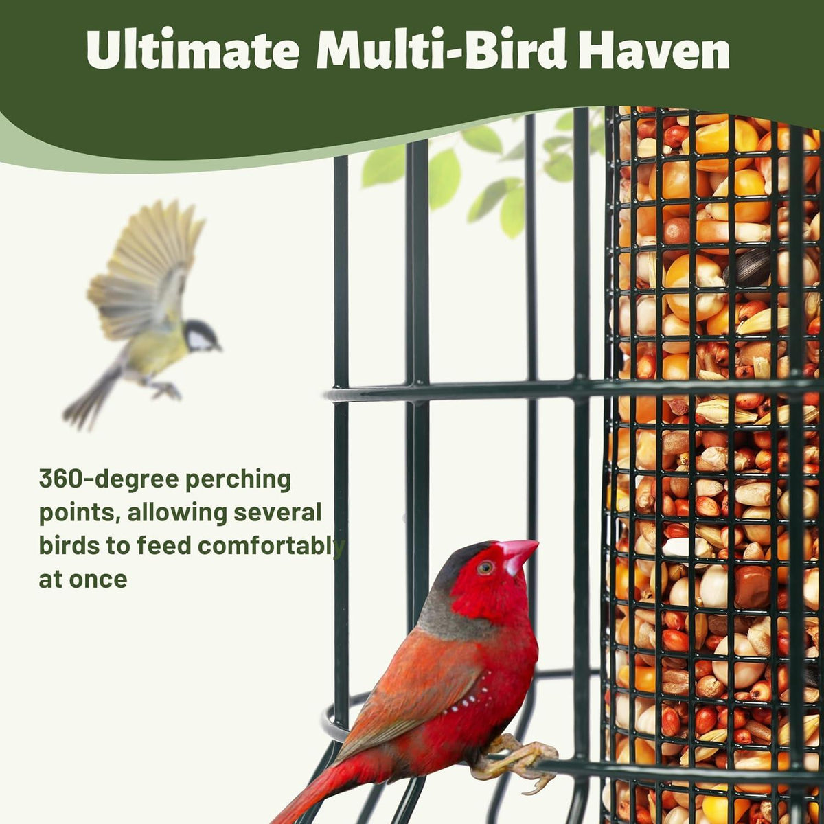 Vollmetall Vogelfutterspender für Wildvögel, Rostfrei, Hängend, wetterfest, Überdachtes Bird Feeders