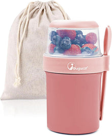 Bugucat 2in1 Müslibecher to Go mit Tasche und Löffel