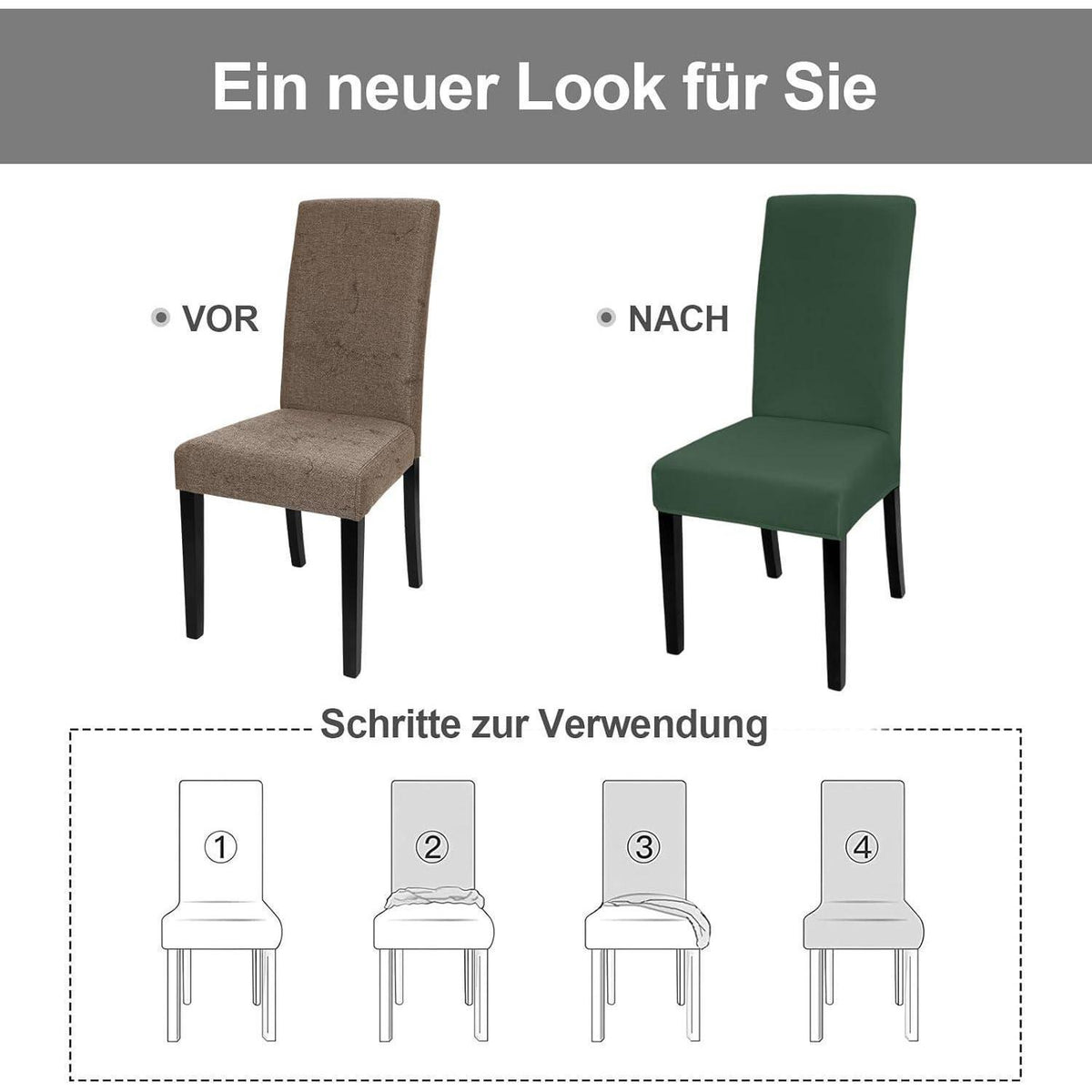 Stuhlhussen Set 4er Pack Stretch Grün