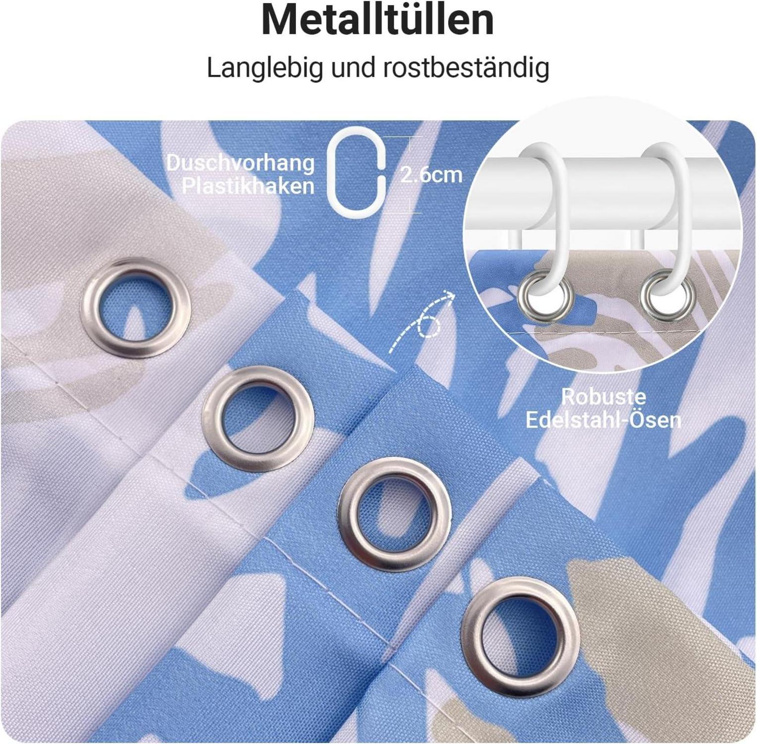 Duschvorhang 240x180cm Antischimmel Unterwasseralgen Textil Saum Wasserabweisend