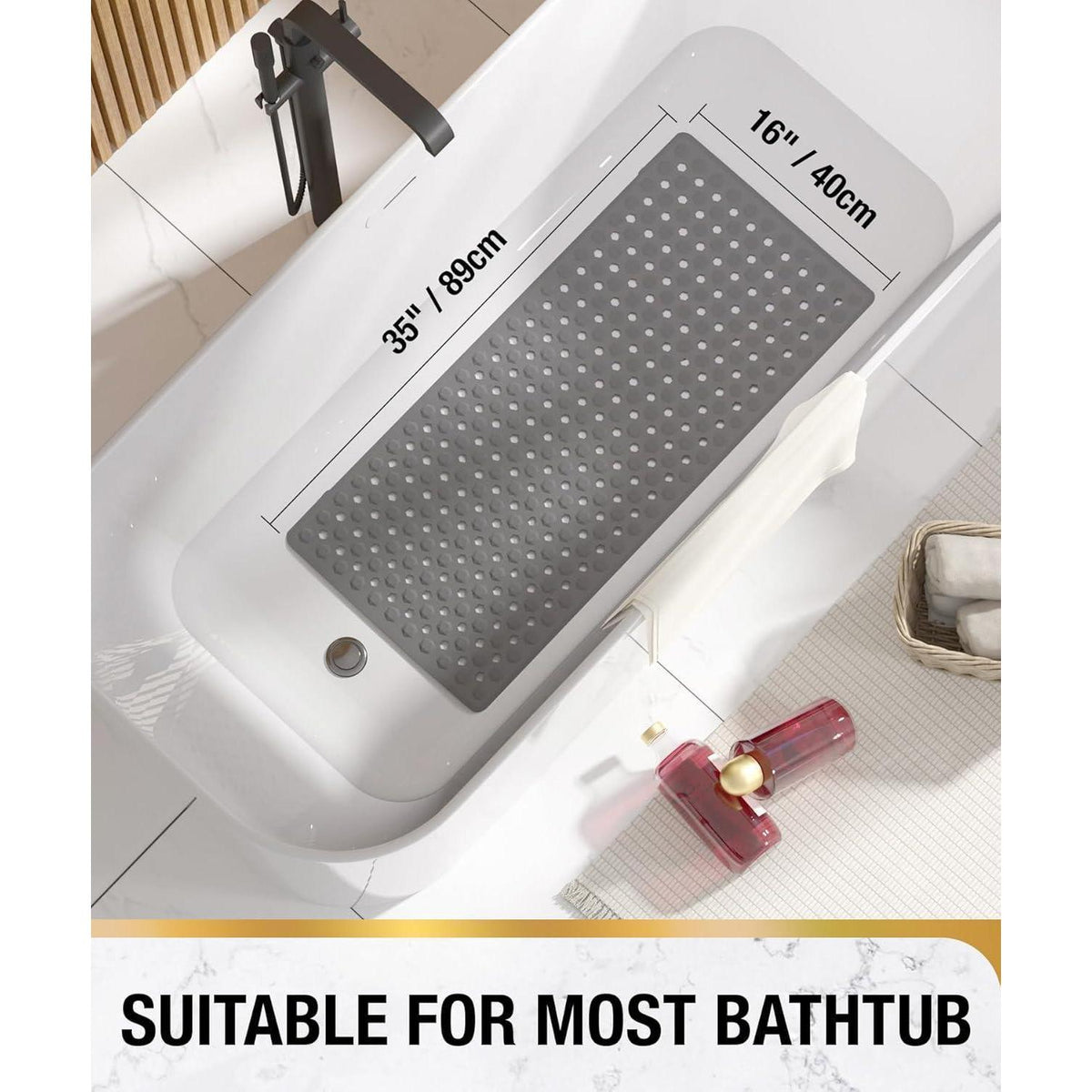 Rutschfeste Badewannenmatte 89x40cm – Schnelltrocknend & Hygienisch