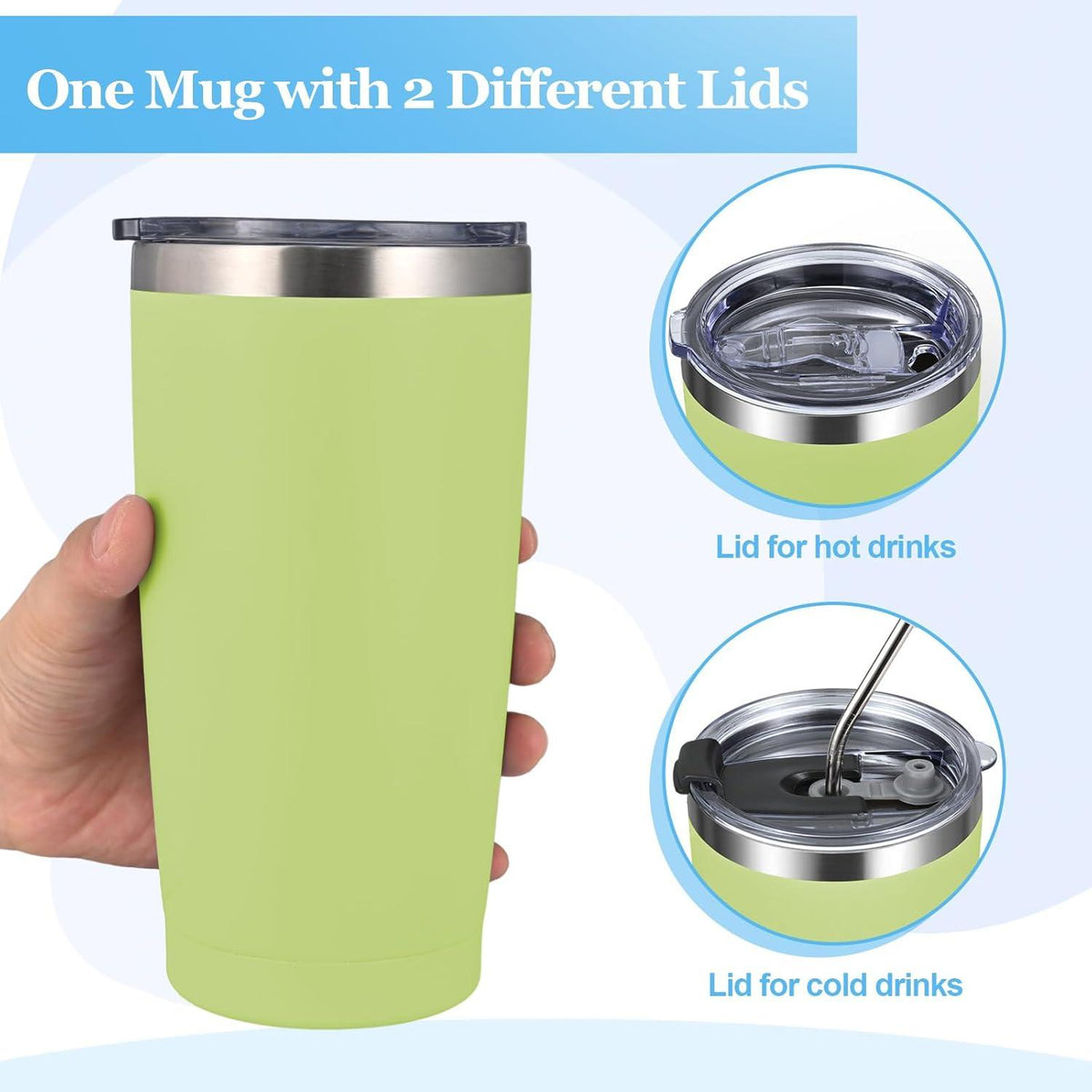 Livole 600ml Thermobecher Kaffee to go Isolierter Trinkbecher Edelstahl Tumbler Green