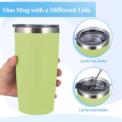 Livole 600ml Thermobecher Kaffee to go Isolierter Trinkbecher Edelstahl Tumbler Green