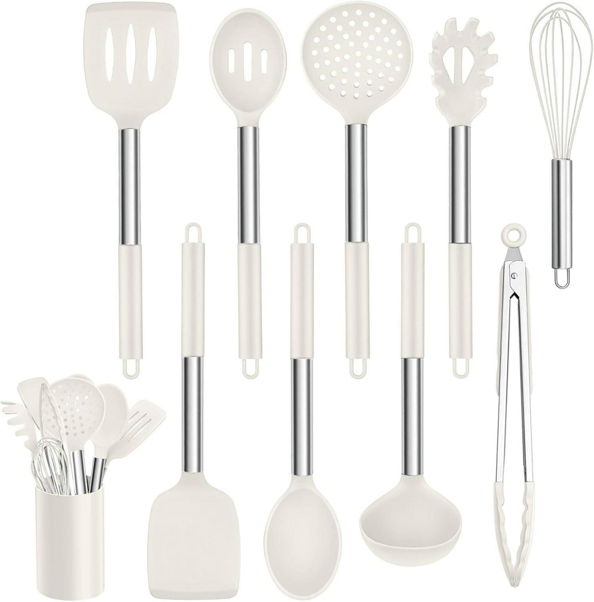Silikon Küchenhelfer Set 10-teilig mit Edelstahlgriff