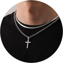 Kreuzkette Edelstahl Kubanische Kette Geschichtet