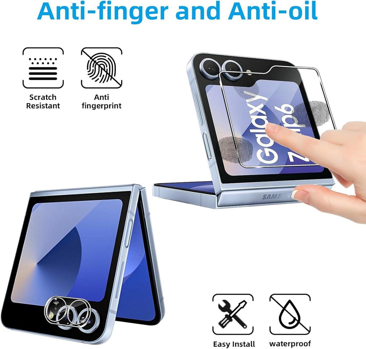 QULLOO Samsung Galaxy Z Flip 6 5G Schutzfolie Panzerglas