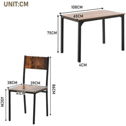 Esszimmer Set Holz & Stahl – Industrie Stil, 65x108cm