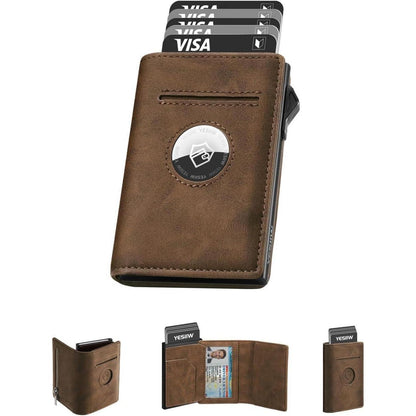 YESIIW Herren Portmonee Airtag Wallet RFID Schutz Münzfach