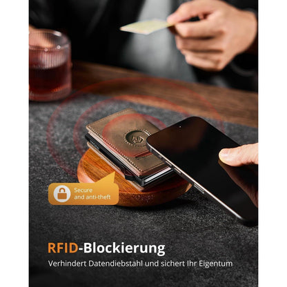 YESIIW Herren Portmonee Airtag Wallet RFID Schutz Münzfach