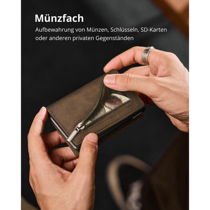 YESIIW Herren Portmonee Airtag Wallet RFID Schutz Münzfach