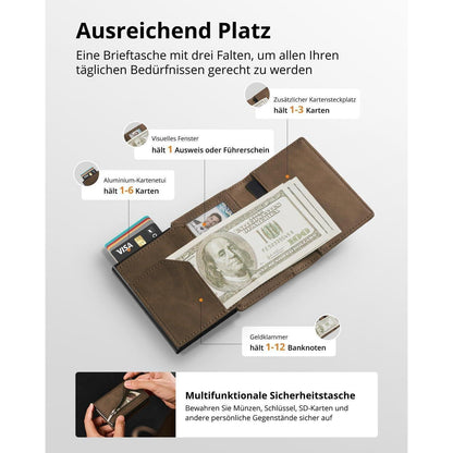 YESIIW Herren Portmonee Airtag Wallet RFID Schutz Münzfach