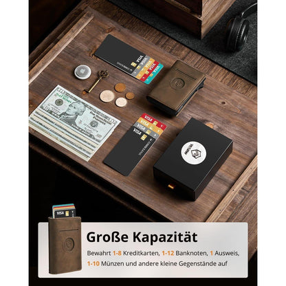 YESIIW Herren Portmonee Airtag Wallet RFID Schutz Münzfach