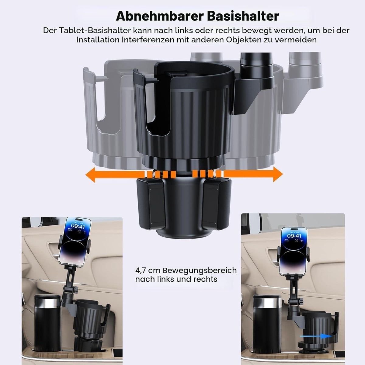 Tablet-Halter Auto Getränkehalter Verstellbar für iPad iPhone Galaxy