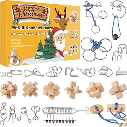 Adventskalender 2026 Knobelspiele Metall Holz 3D Puzzle