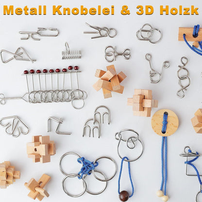 Adventskalender 2026 Knobelspiele Metall Holz 3D Puzzle