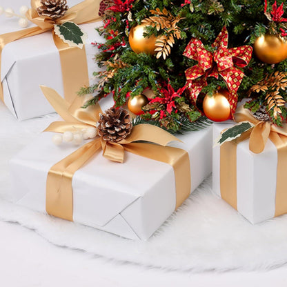 Weihnachtsbaumdecke 36-Zoll Jute mit weißen Schneeflocken - Weihnachtsdekoration